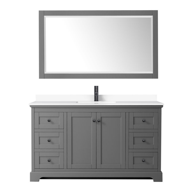 Avery 60'' Dark Gray Single Bathroom Vanity with Marble Top