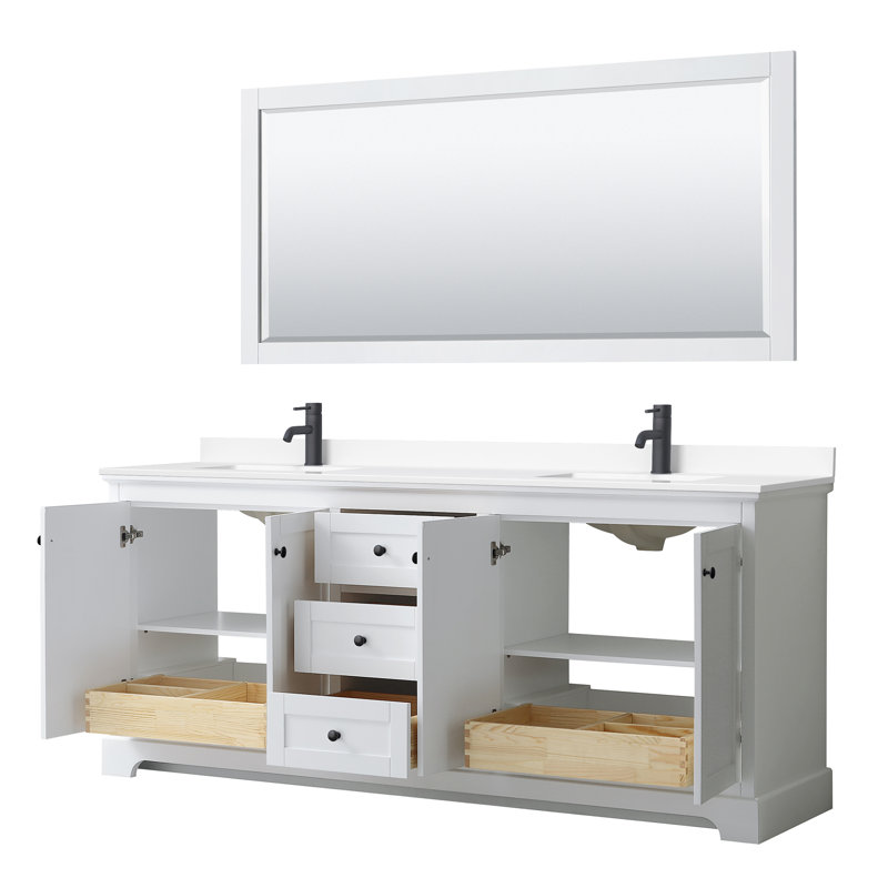 Avery 80" White Double Bathroom Vanity with Cultured Marble Top