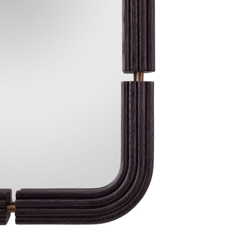 Mulholland Rectangular Oak Wall Mirror with Gold Accents, 40x30"