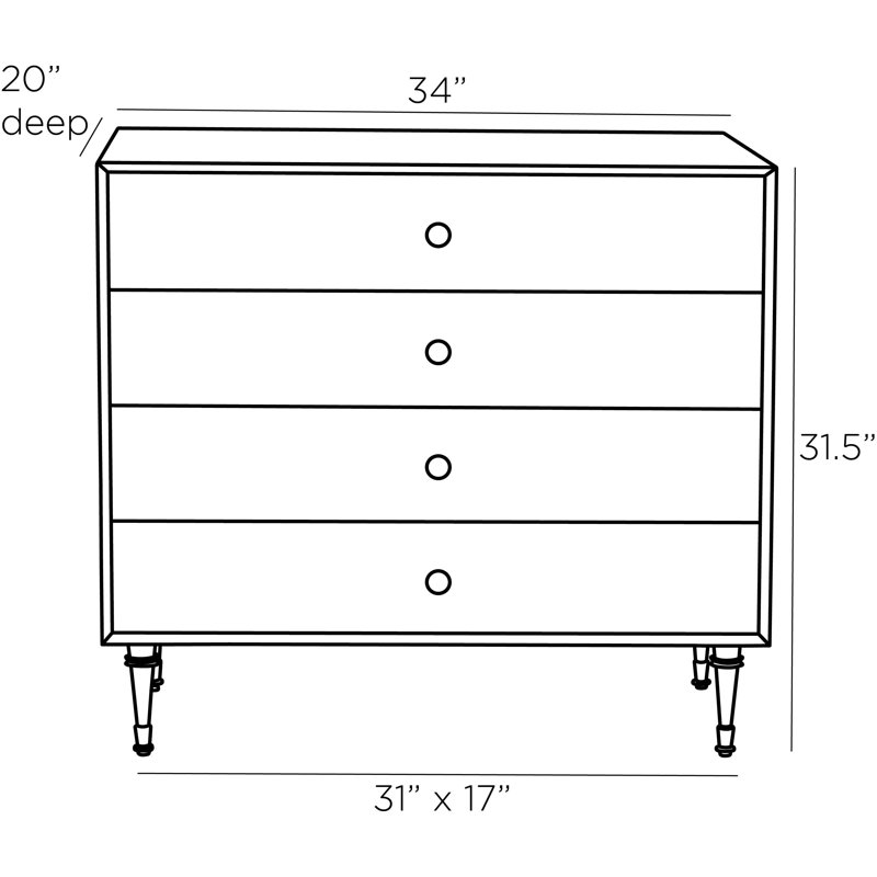 Ebony and Antique Brass Solid Wood Accent Chest