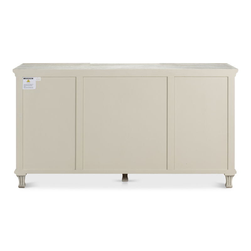 Gray Pine Solid Wood Sideboard with Drawers and Cabinets