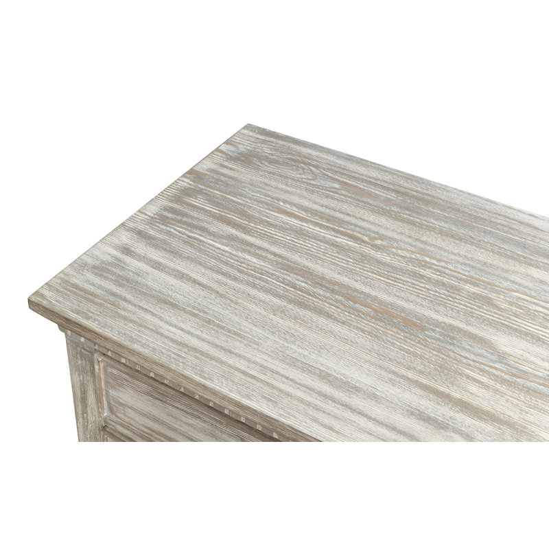 Gray Pine Solid Wood Sideboard with Drawers and Cabinets