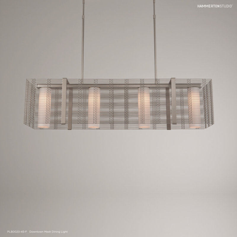 Urban Mesh Chic 4-Light Metallic Beige Silver Kitchen Island Pendant