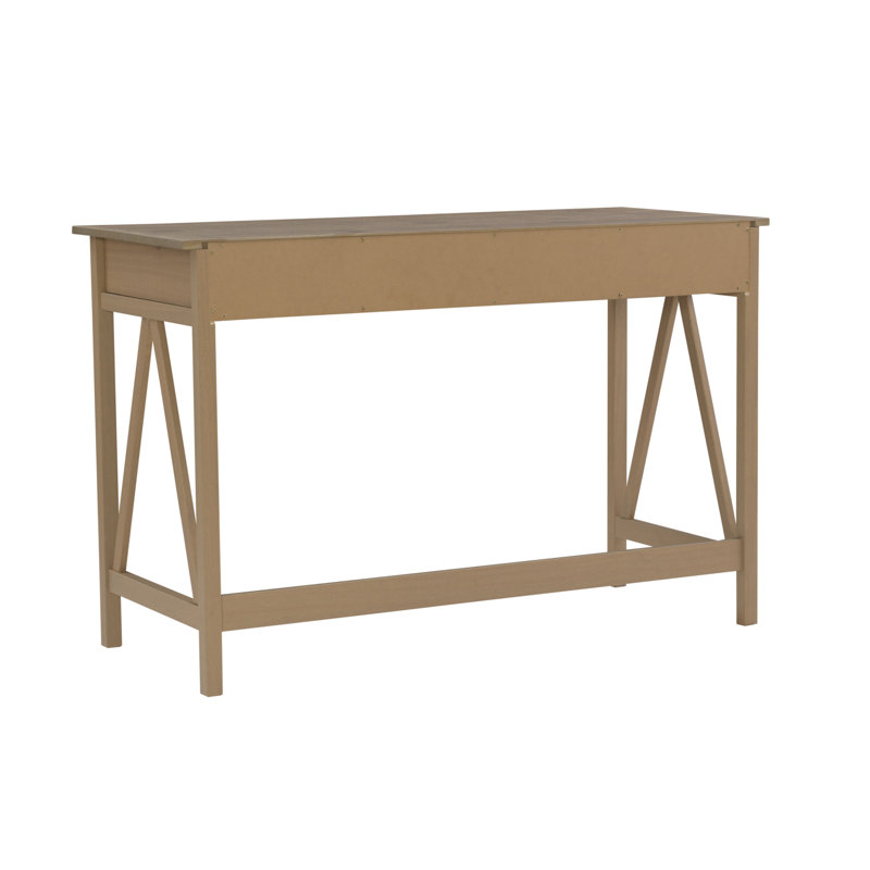 Rustic Driftwood Gray Wood Writing Desk with Drawer