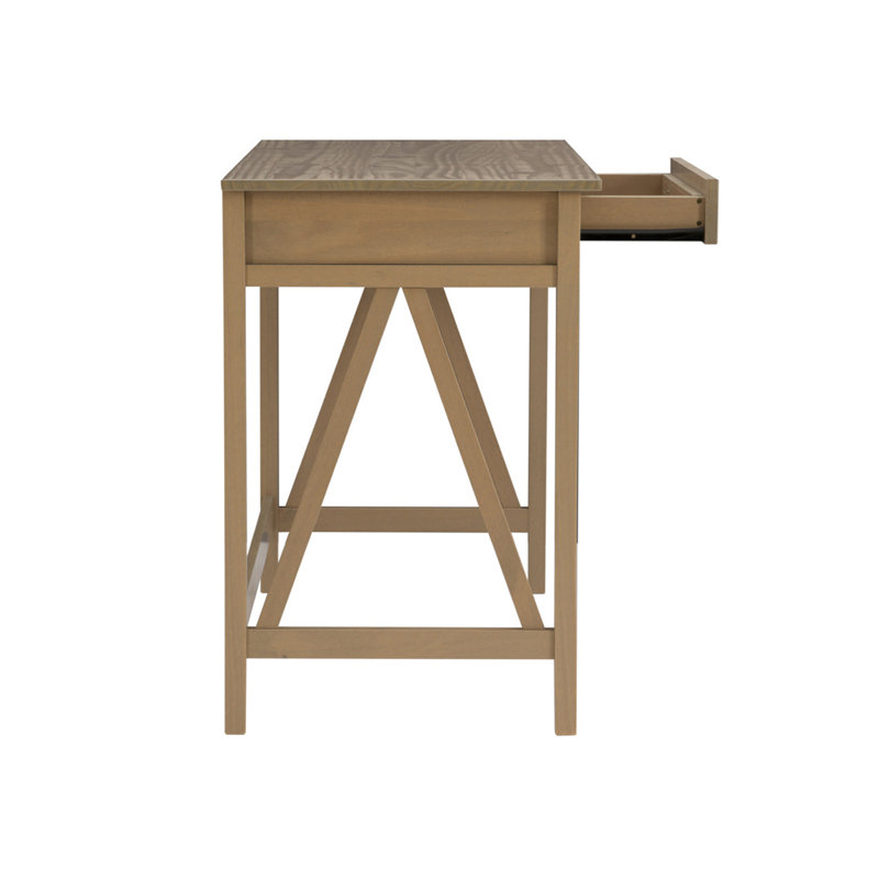 Rustic Driftwood Gray Wood Writing Desk with Drawer