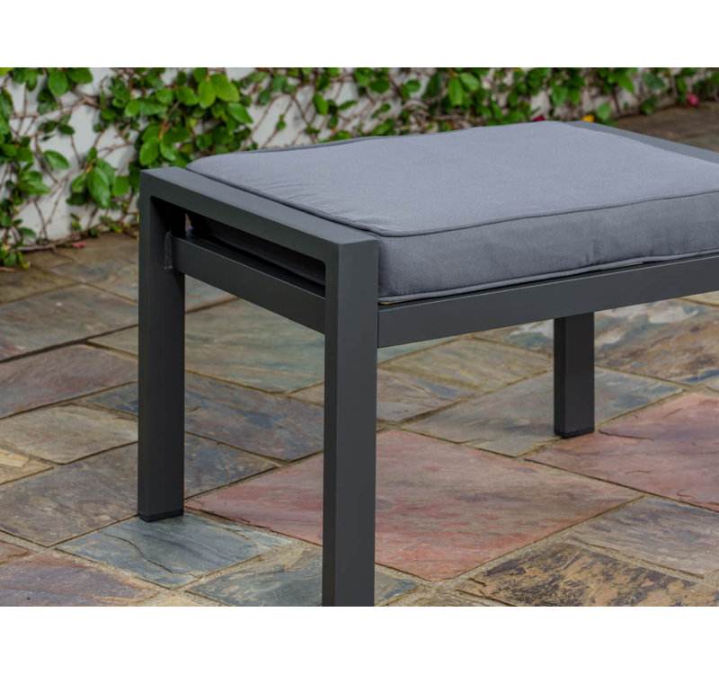 Lakeview Charcoal 17'' Modern Aluminum Outdoor Ottoman with Cushion