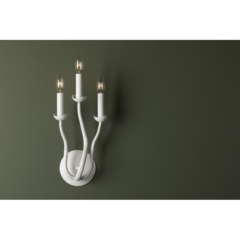Luminous Trio White Dimmable Wall Sconce with Squiggly Arms