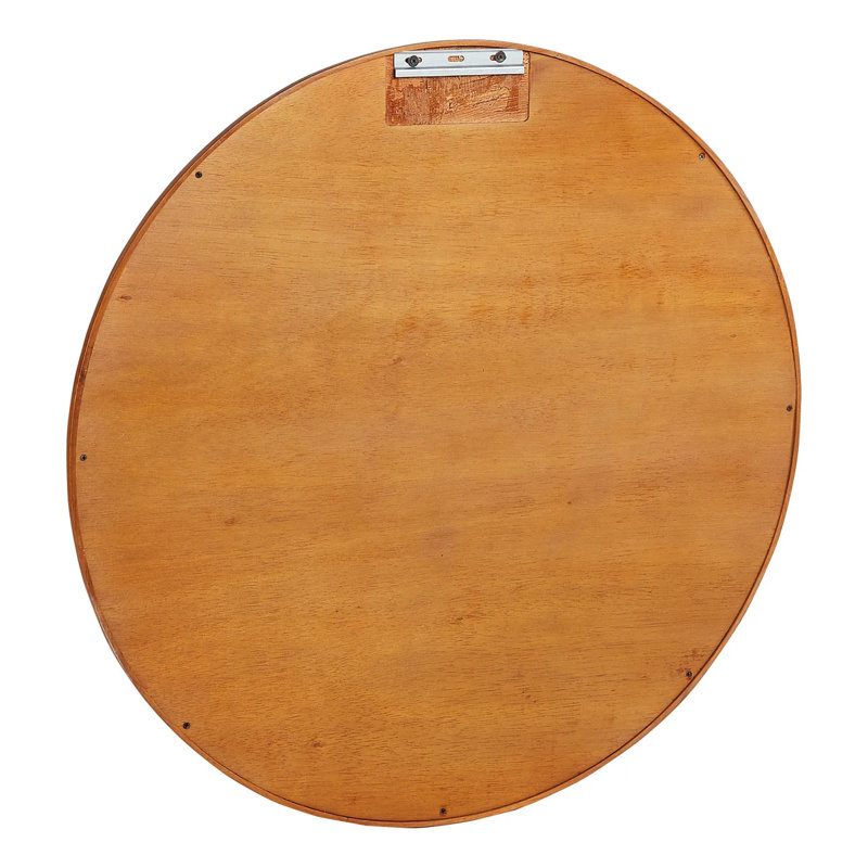 Novak Round Teak Wood Bathroom Vanity Mirror