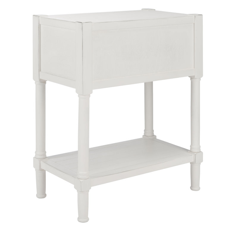 Filbert Distressed White 28'' Wood & Metal Console Table with Storage