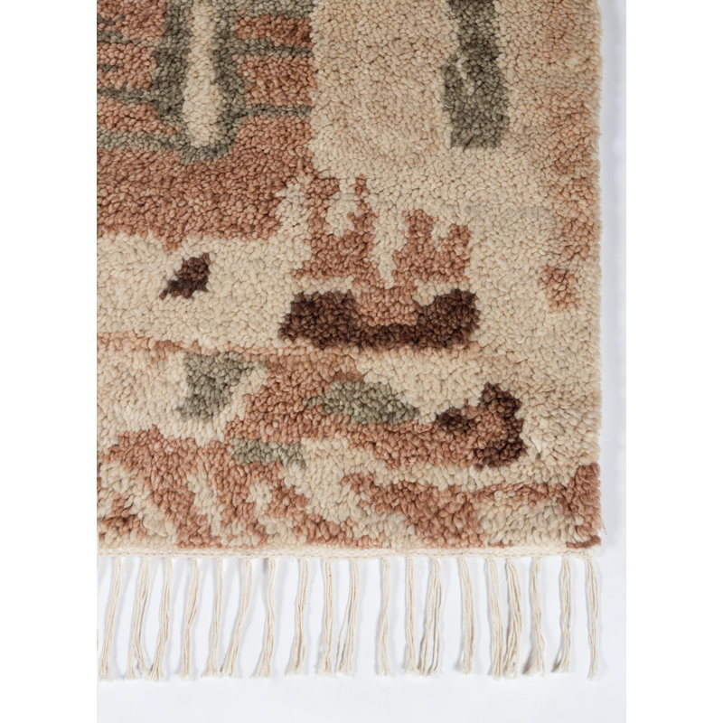 Hand-Knotted Beige Wool Moroccan-Inspired Area Rug 3'6" x 5'6"