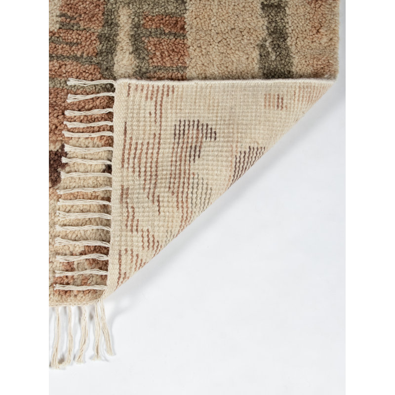 Hand-Knotted Beige Wool Moroccan-Inspired Area Rug 3'6" x 5'6"