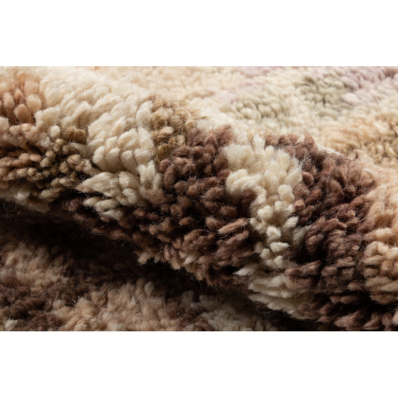 Hand-Knotted Beige Wool Moroccan-Inspired Area Rug 3'6" x 5'6"
