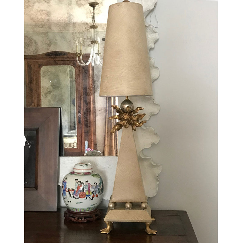 Leda 32" Weathered Brown and Gold Leaf Table Lamp
