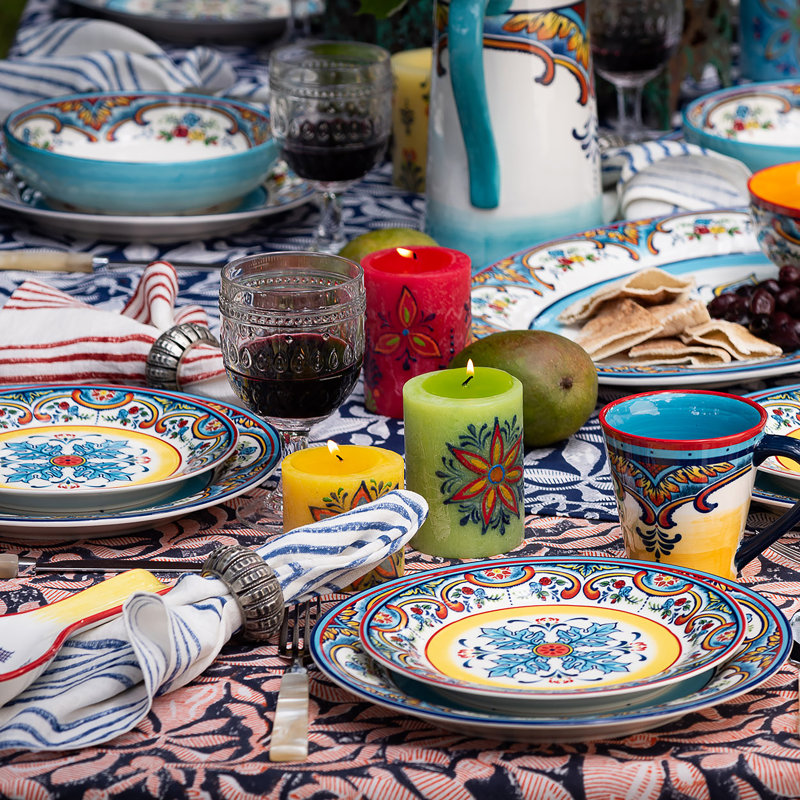 Vibrant Ceramic 8.66" Microwave-Safe Salad Plates Set
