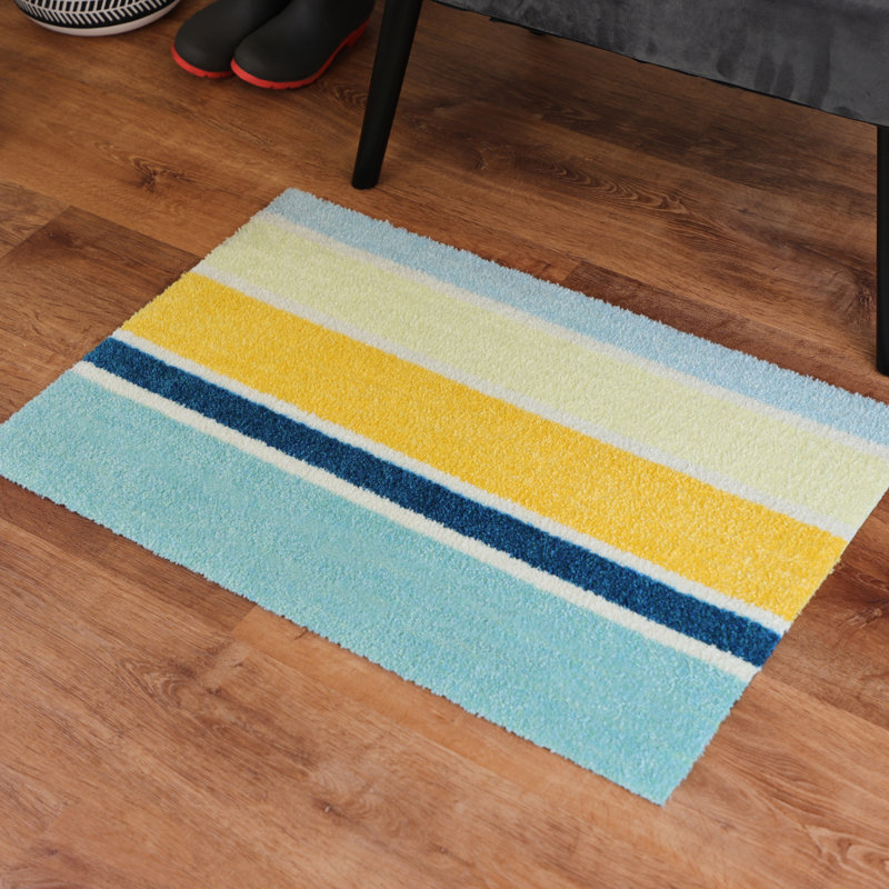 Colorful Coastal Sun Striped Rubber Outdoor Doormat