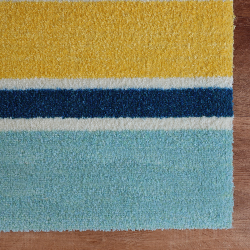 Colorful Coastal Sun Striped Rubber Outdoor Doormat