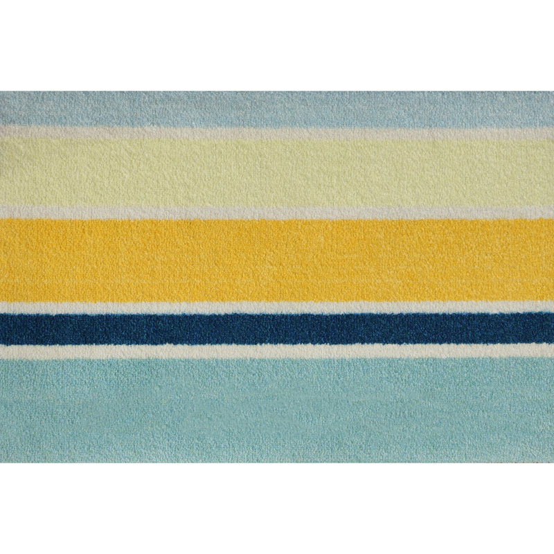Colorful Coastal Sun Striped Rubber Outdoor Doormat