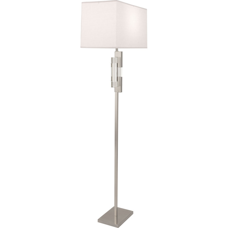 Lincoln Polished Nickel 63'' Floor Lamp with Pearl Dupioni Silk Shade