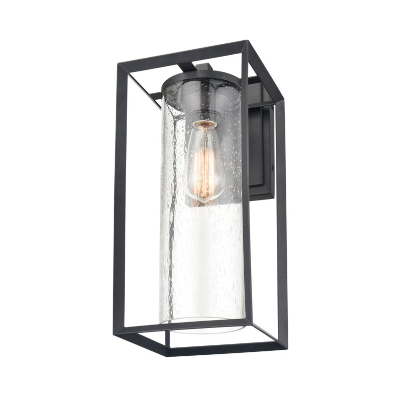 Black Powder Coat Outdoor Wall Lantern with Clear Glass