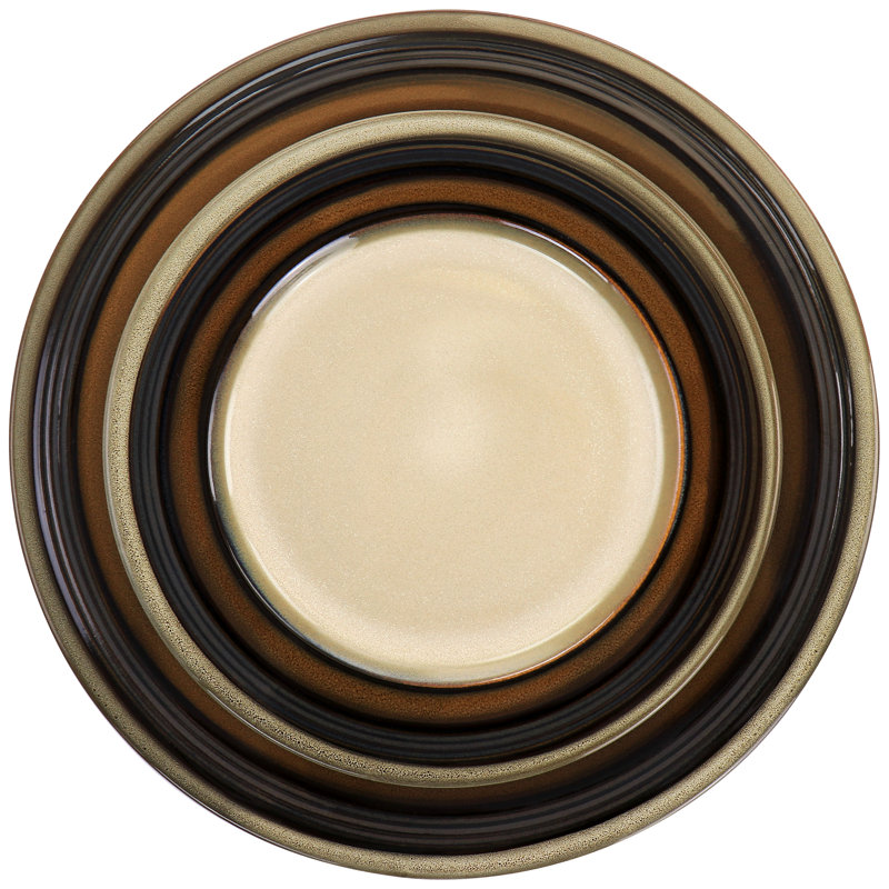 Everston Brown and Cream Ceramic 12-Piece Dinnerware Set