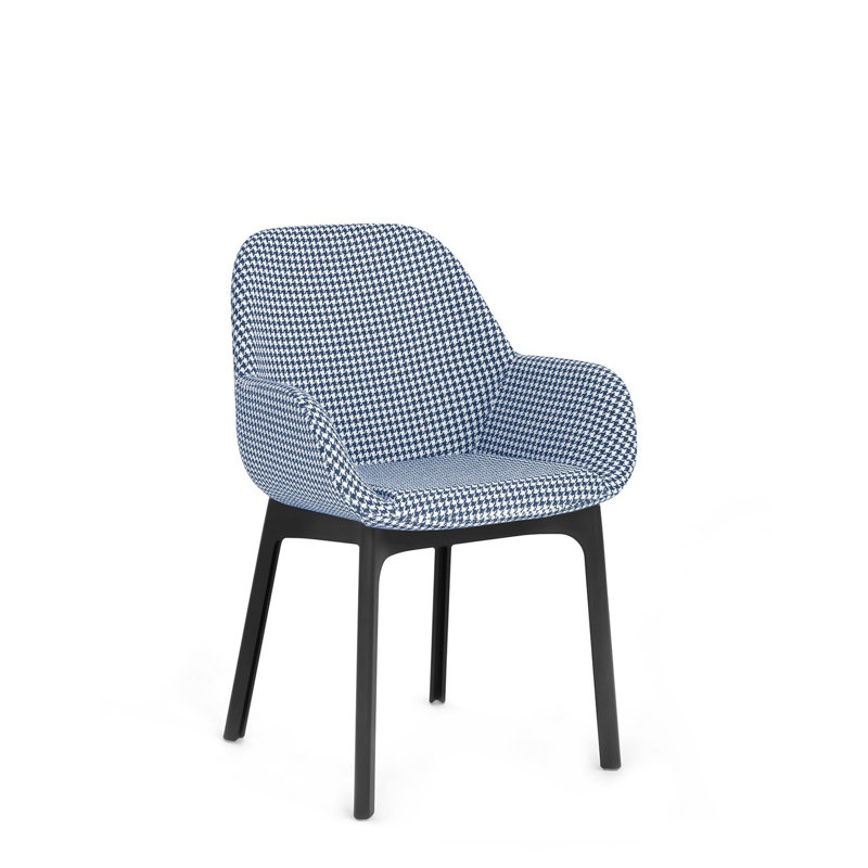 Elegante Urquiola White and Black Leather-Plastic Floral Armchair