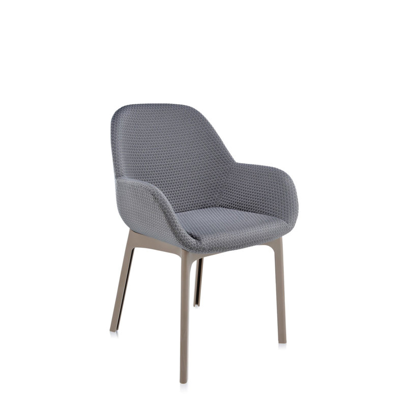 Elegante Urquiola White and Black Leather-Plastic Floral Armchair
