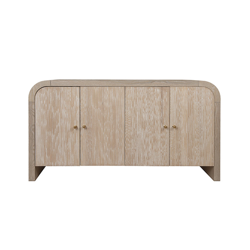 Belmont 62'' Beige Cerused Oak Sideboard with Petite Brass Hardware