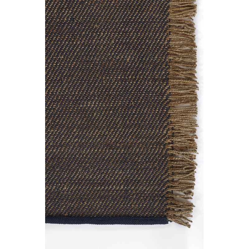 Blue and Beige 10' x 14' Handmade Jute Cotton Rug