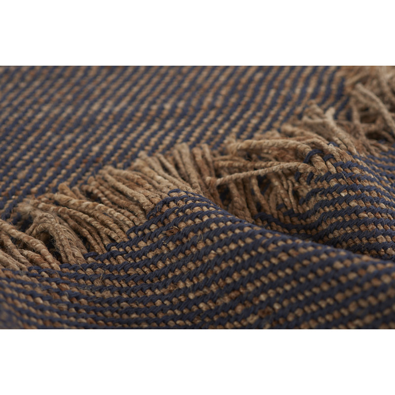 Blue and Beige 10' x 14' Handmade Jute Cotton Rug