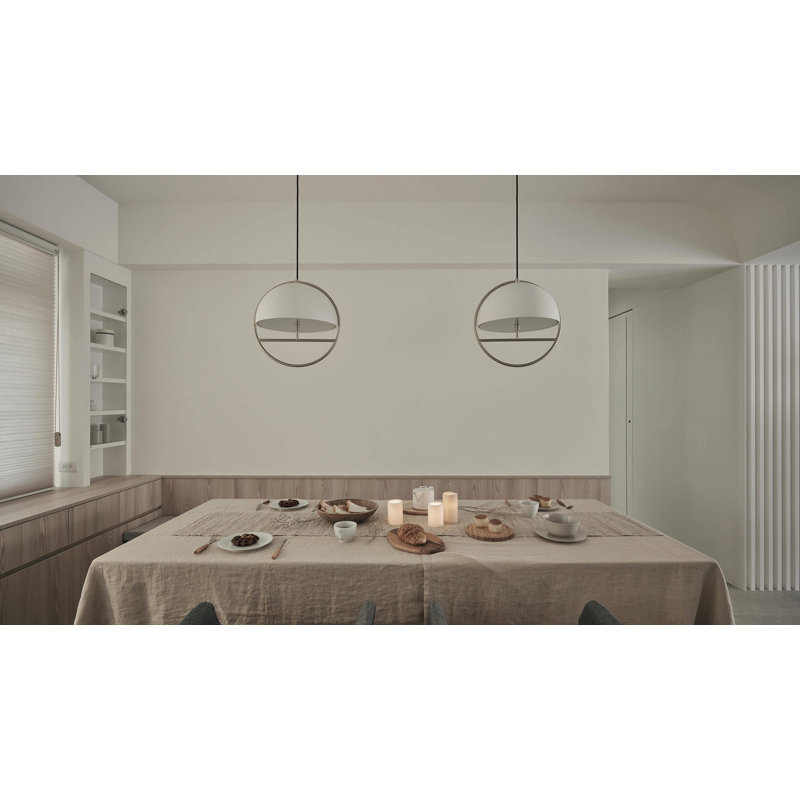 Huan 15.7'' White Steel Globe Pendant with LED Bulb