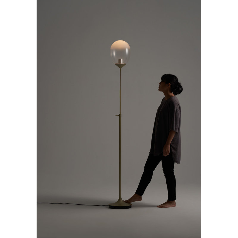 Champagne Gold Adjustable LED Floor Lamp Set with Glass Shade
