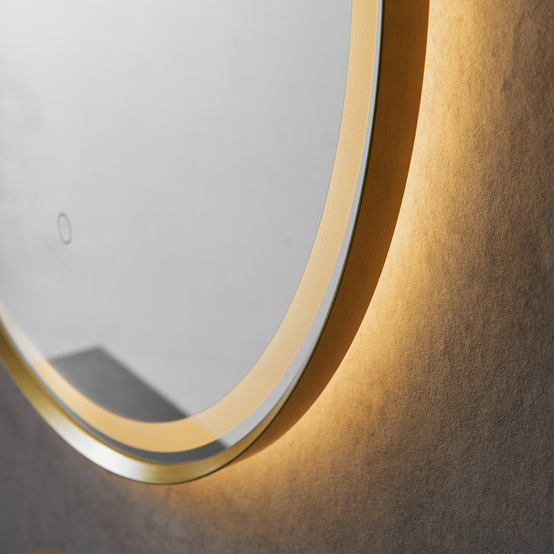 Round Silver and Gold LED Bathroom Vanity Mirror