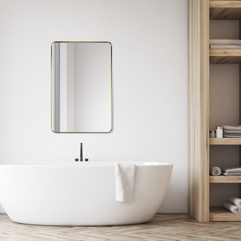 Gold Aluminum Rectangular Bathroom Vanity Mirror