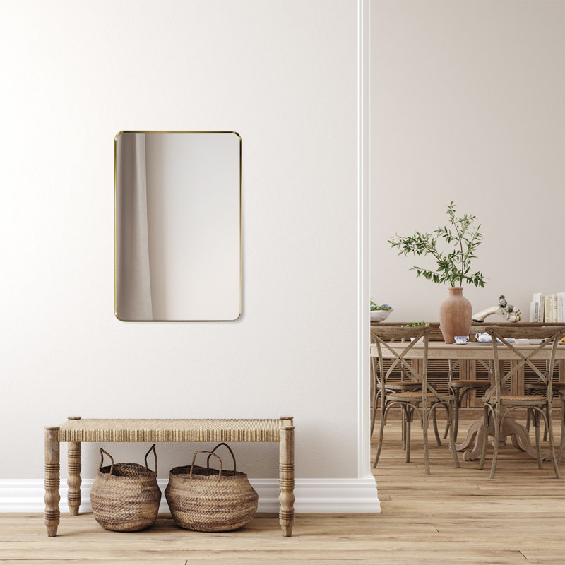 Gold Aluminum Rectangular Bathroom Vanity Mirror