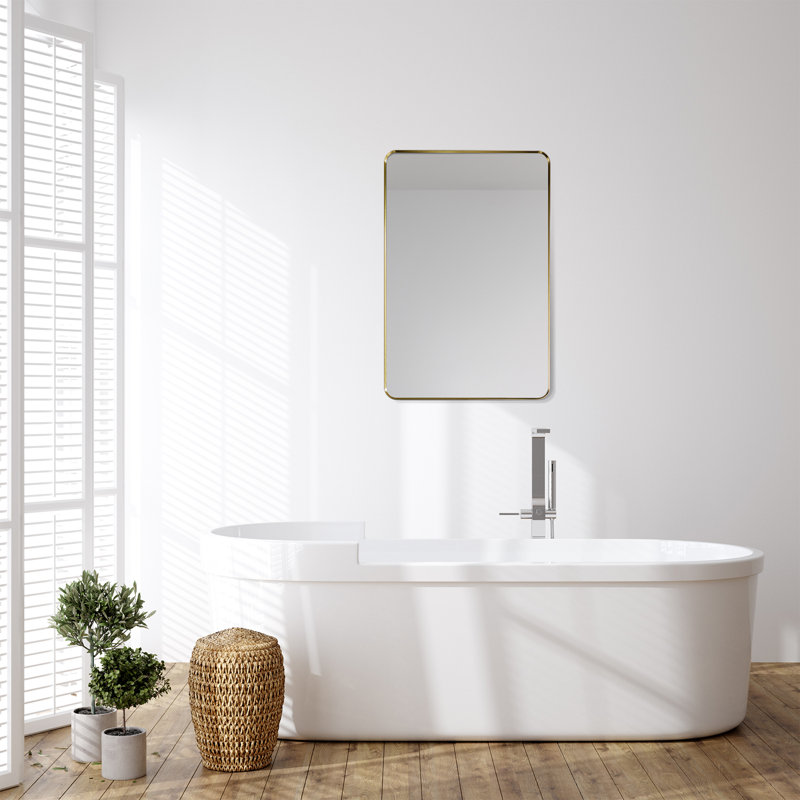 Gold Aluminum Rectangular Bathroom Vanity Mirror