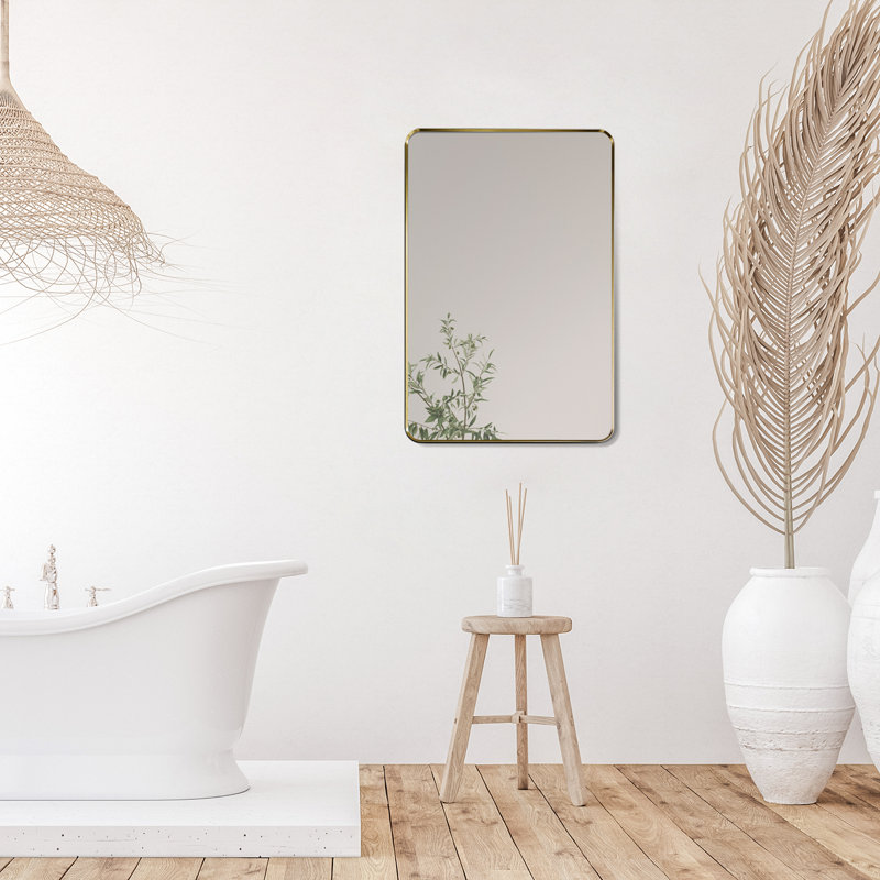 Gold Aluminum Rectangular Bathroom Vanity Mirror