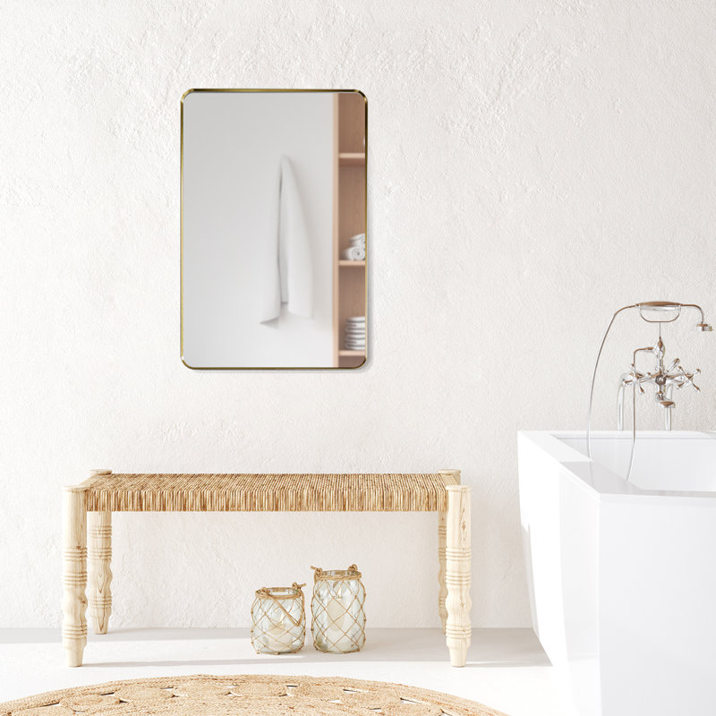 Gold Aluminum Rectangular Bathroom Vanity Mirror