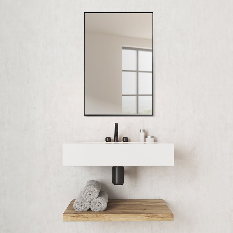 Elegant Rectangular Silver and Gold Aluminum Bathroom Vanity Mirror