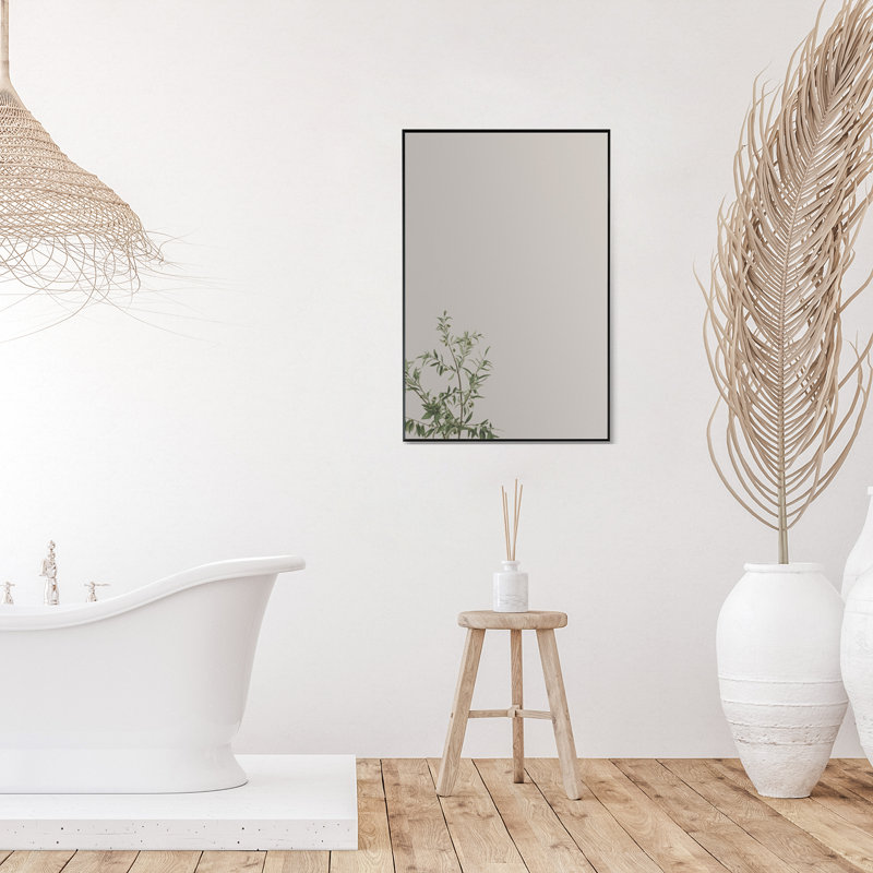 Elegant Rectangular Silver and Gold Aluminum Bathroom Vanity Mirror