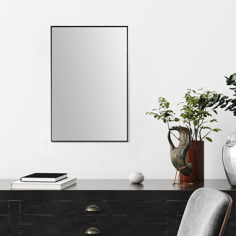 Elegant Rectangular Silver and Gold Aluminum Bathroom Vanity Mirror
