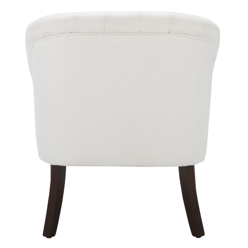 Sleek White Velvet Accent Chair with Walnut Flared Legs