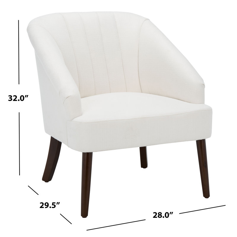 Sleek White Velvet Accent Chair with Walnut Flared Legs