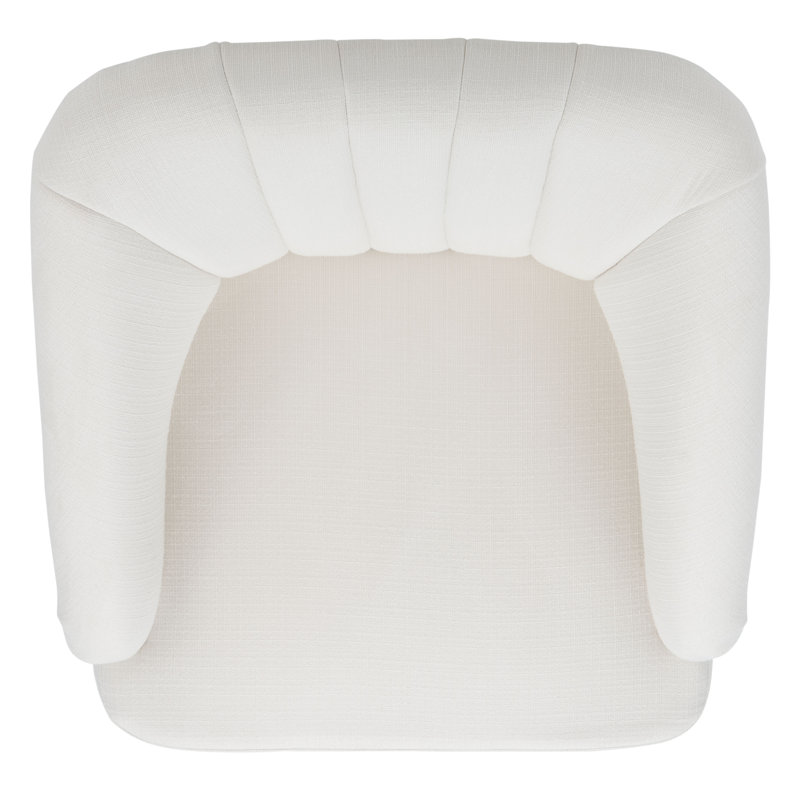 Sleek White Velvet Accent Chair with Walnut Flared Legs