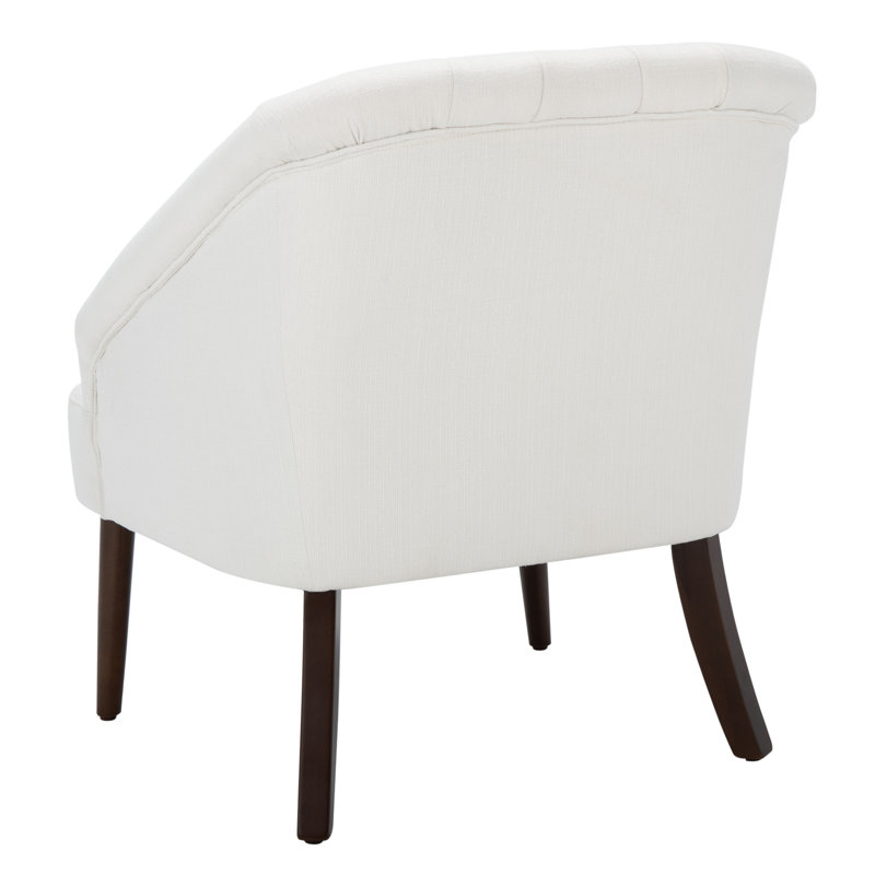 Sleek White Velvet Accent Chair with Walnut Flared Legs