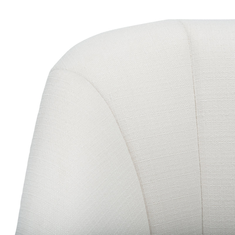 Sleek White Velvet Accent Chair with Walnut Flared Legs