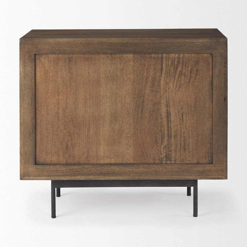 Medium Brown and Black Solid Wood Office Storage Cabinet