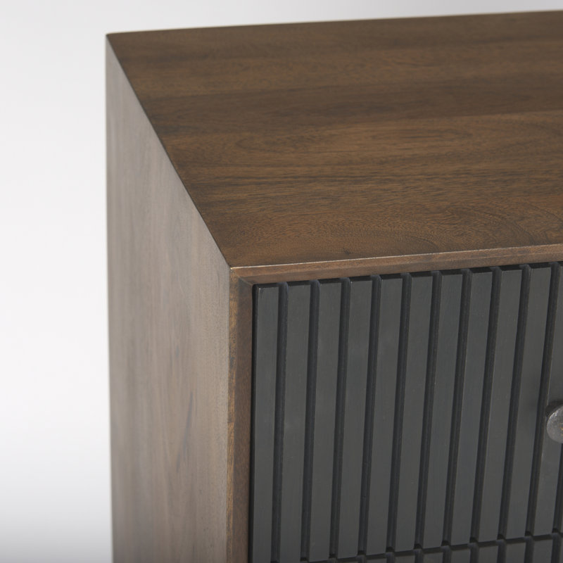 Medium Brown and Black Solid Wood Office Storage Cabinet