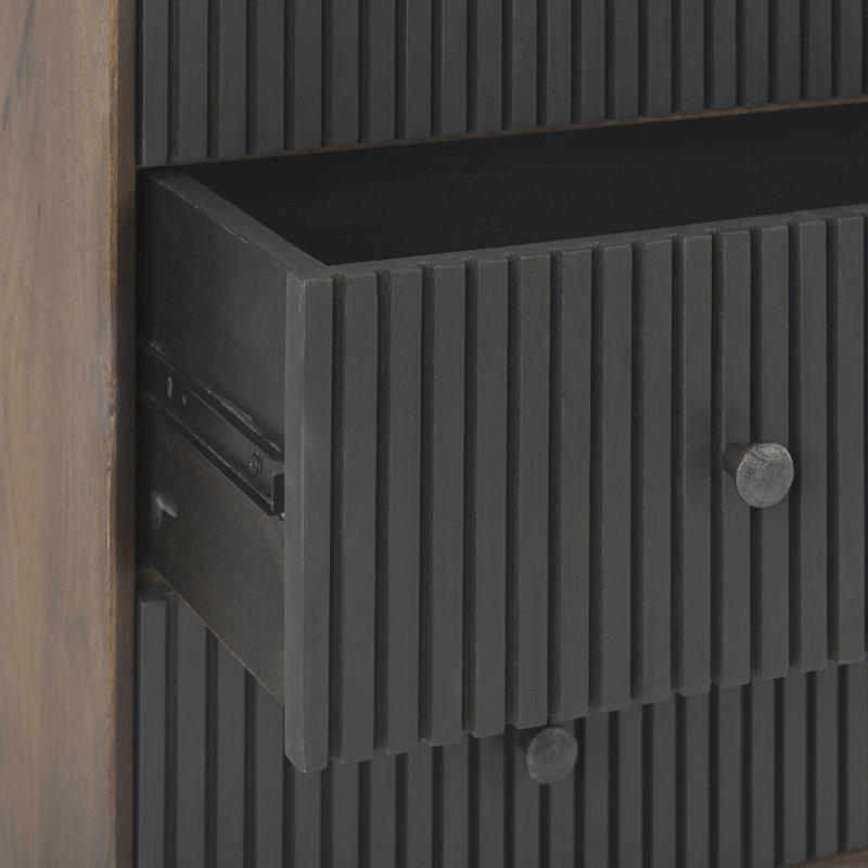 Medium Brown and Black Solid Wood Office Storage Cabinet