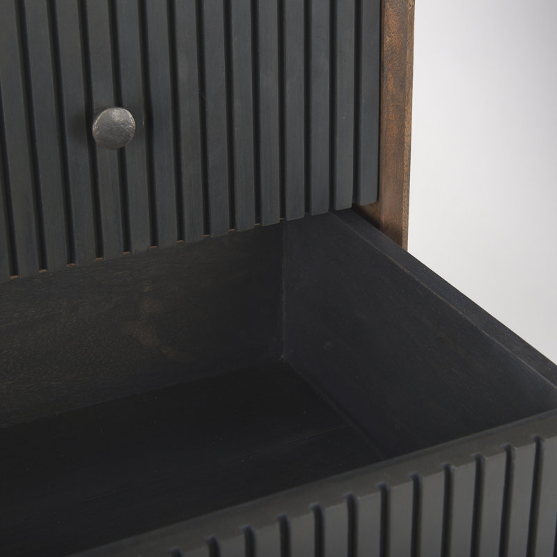 Medium Brown and Black Solid Wood Office Storage Cabinet