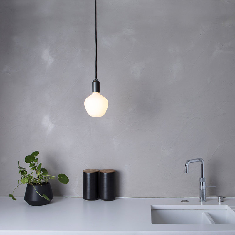 Enno Mini 6.85" High Black and White Glass Pendant Light